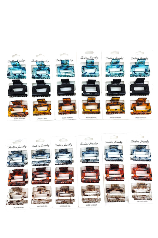 36 piece Small Squared Hair Claw Clips