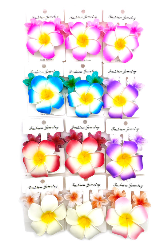 Plumeria 3 piece Hair Clips