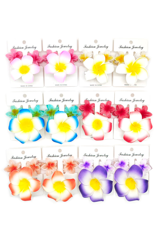 Plumeria 3 piece Hair Clips