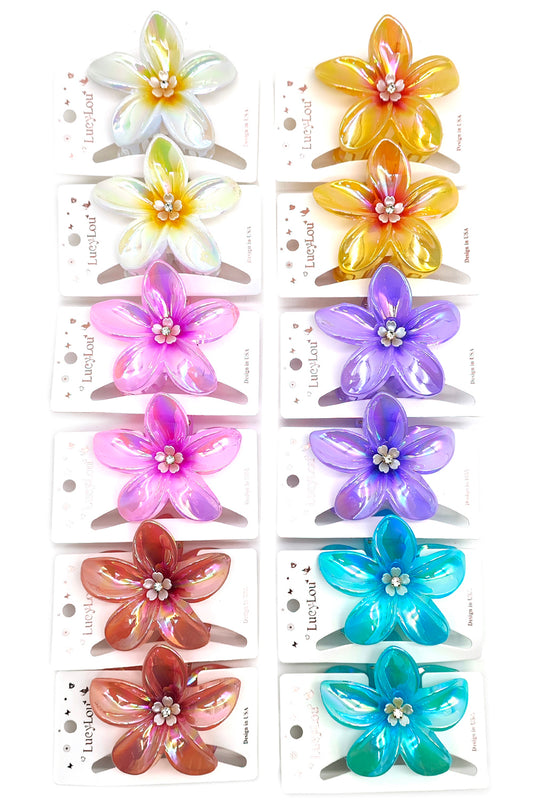 Plumeria Design Hair Claw Clip