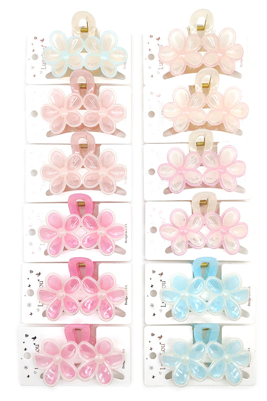 Flower Design Hair Claw Clips