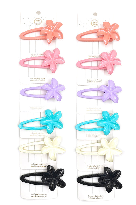 Plumeria French Flat Hair Clips