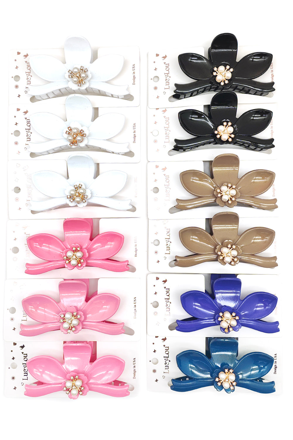 Lotus Flower Pearl Hair Claw Clips