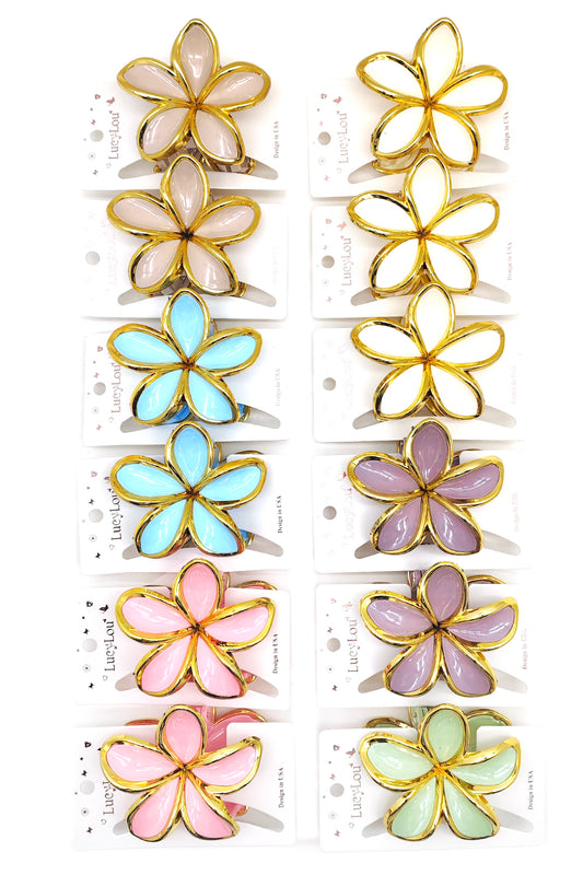 Plumeria Design Hair Claw Clip