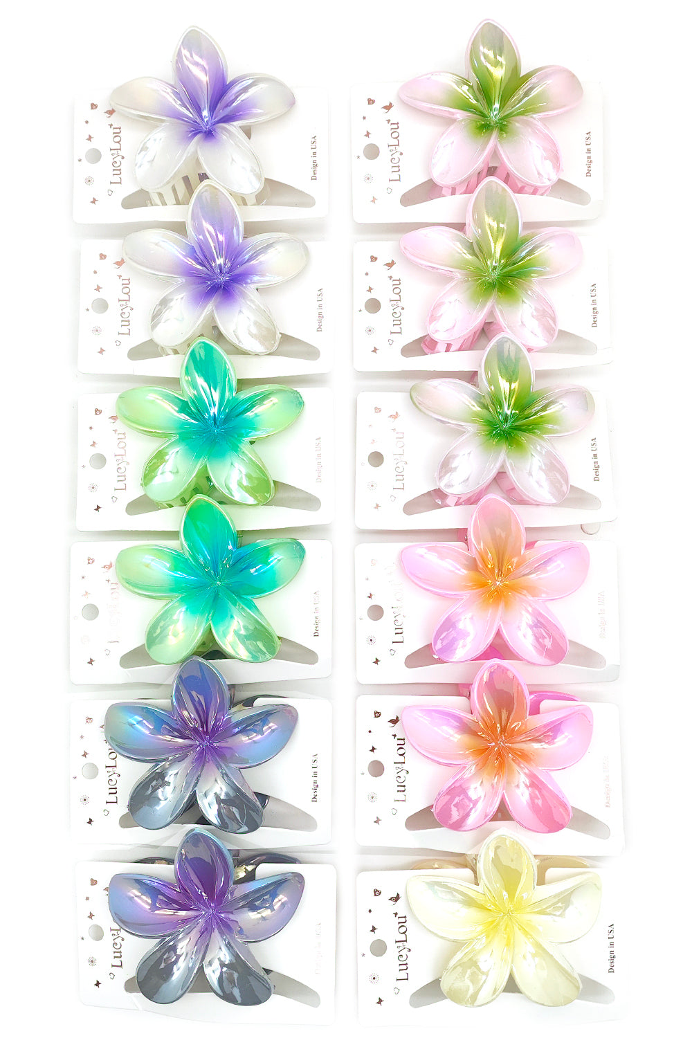 Plumeria Design Hair Claw Clips