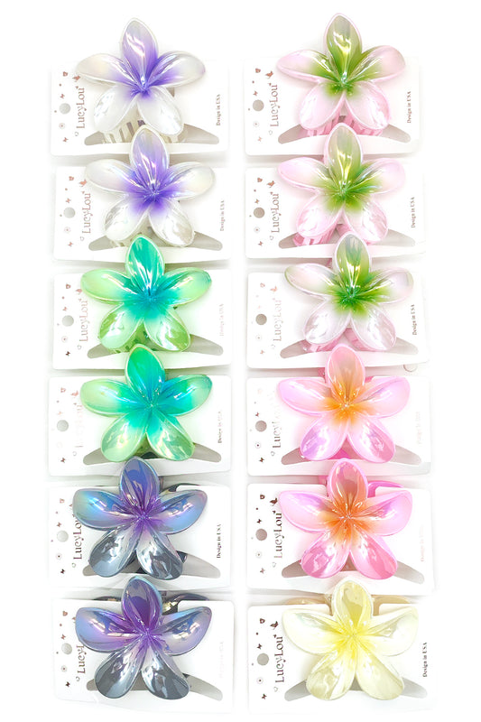Plumeria Design Hair Claw Clips