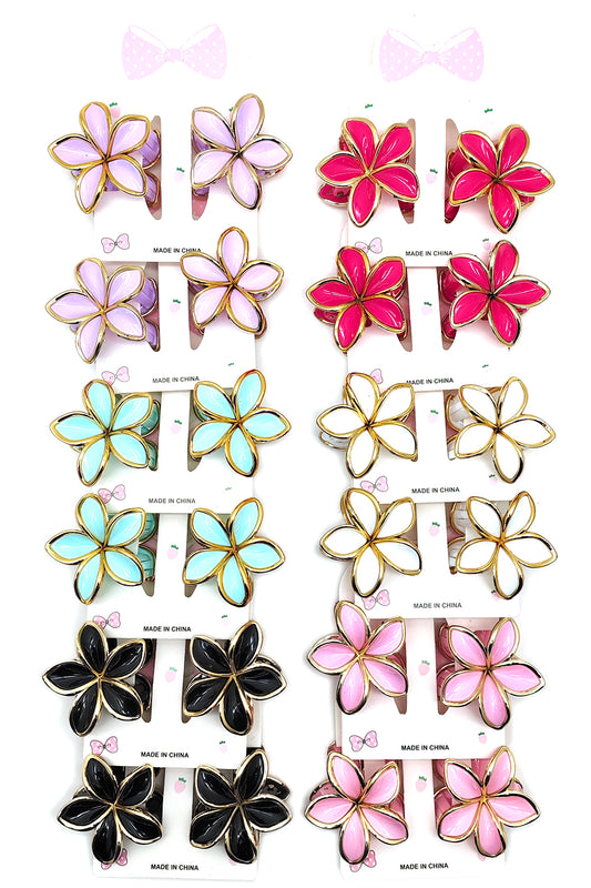 2-piece Plumeria Design Hair Clips