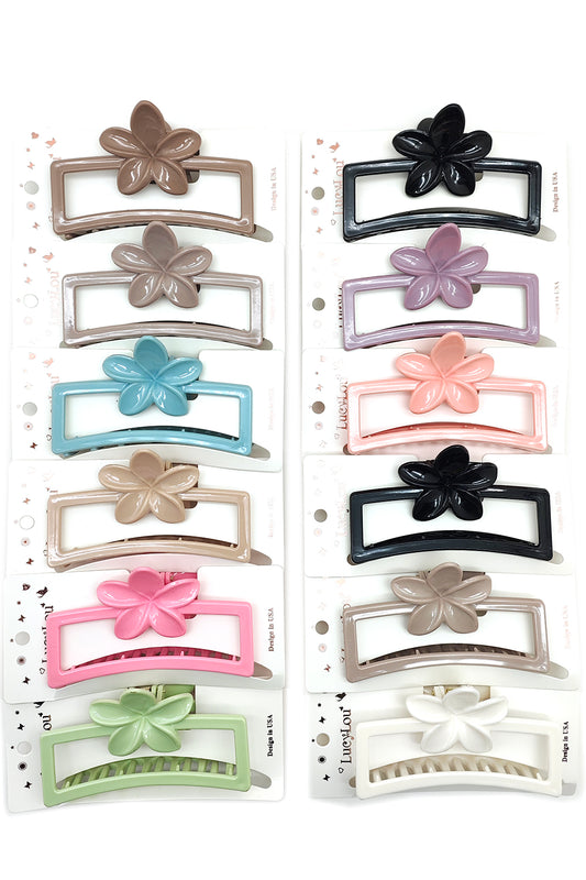 Plumeria Rectangular Hair Claw Clip