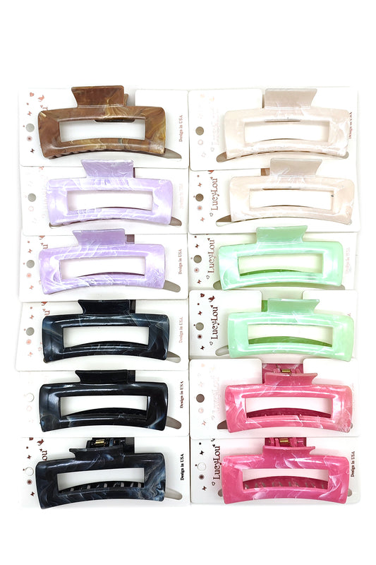 Marble Rectangle Hair Claw Clip