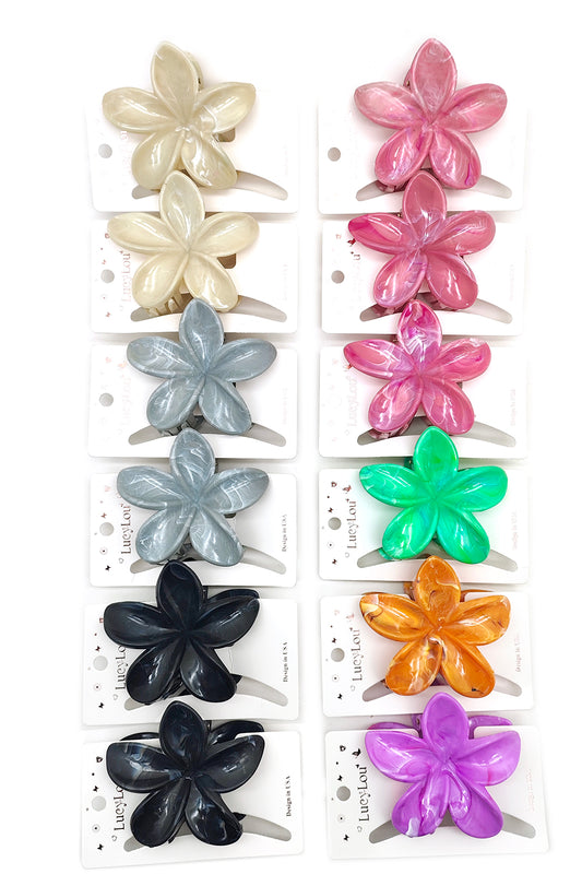 Marble Plumeria Hair Claw Clip