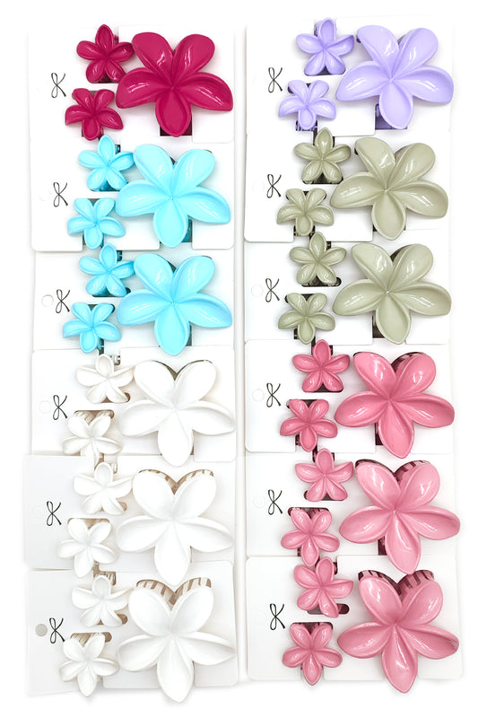 3-piece Plumeria Hair Claw Clips