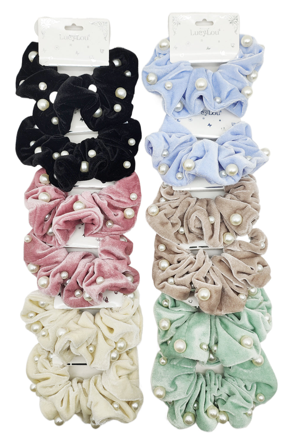 Pearl Velvet Hair Scrunchies
