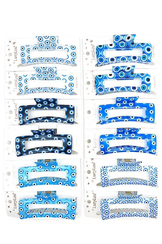 Rectangular Evil Eye Design Hair Claw Clip