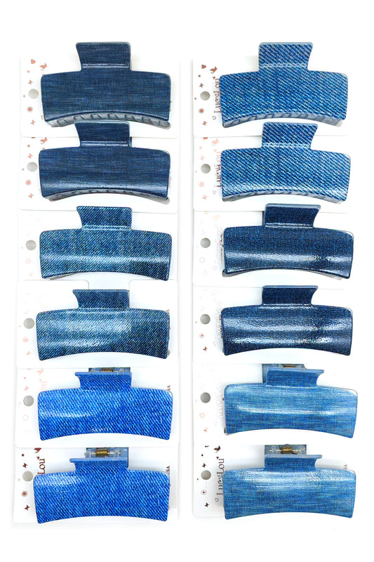 Rectangle Denim Hair Claw Clips