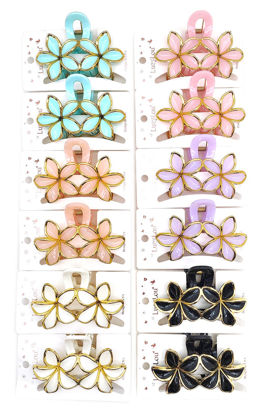 Plumeria Flower Hair Claw Clips