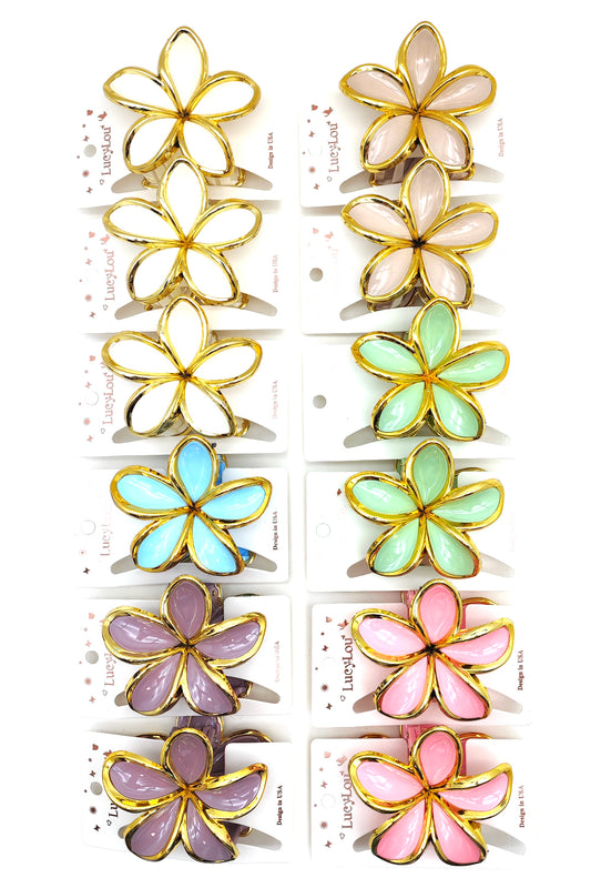 Plumeria Design Hair Claw Clips