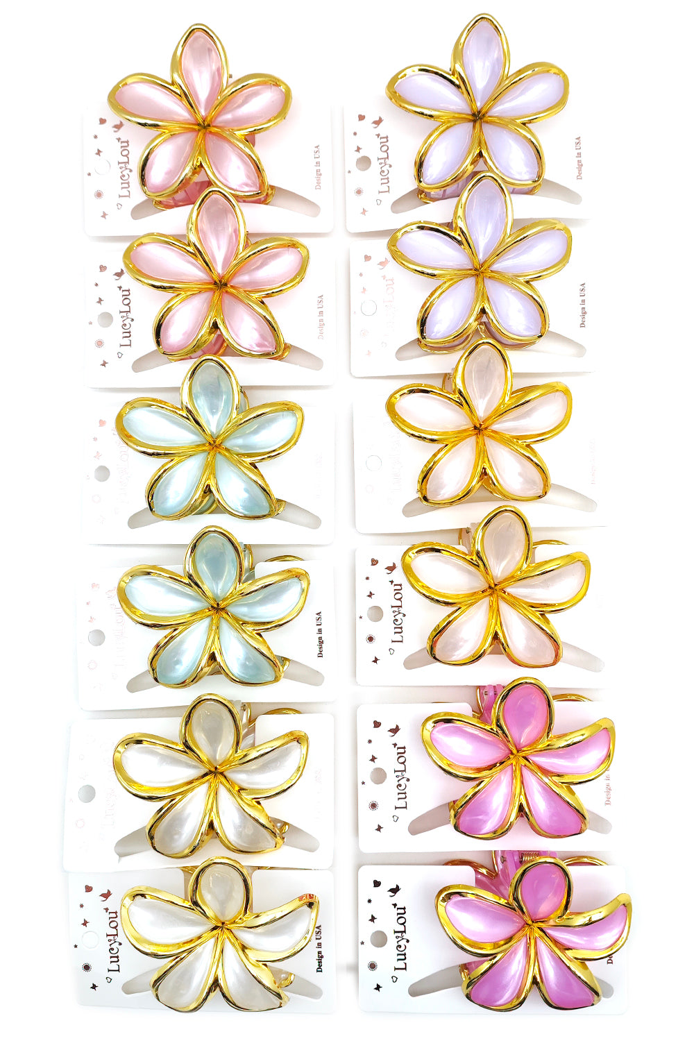Plumeria Design Hair Claw Clips