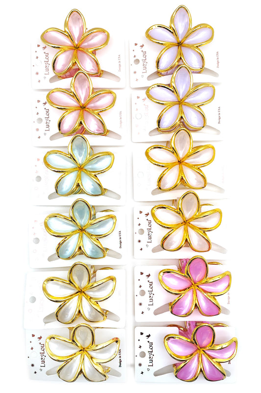 Plumeria Design Hair Claw Clips