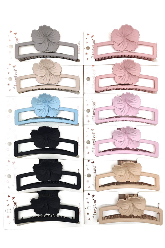 Rectangular Hibiscus Hair Claw Clip