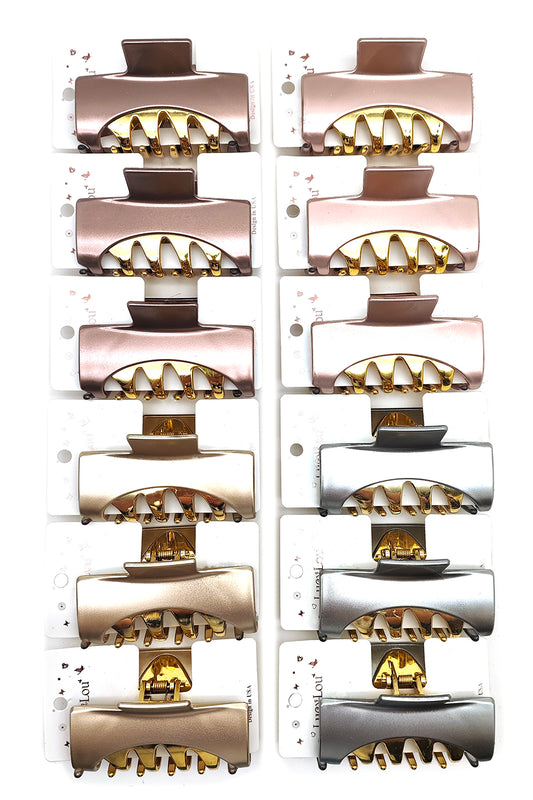 Chrome Rectangle Hair Claw Clip