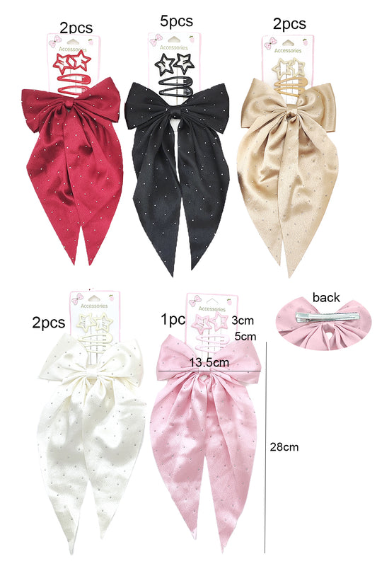 Bow Design Hair Barrette & Snap Clips