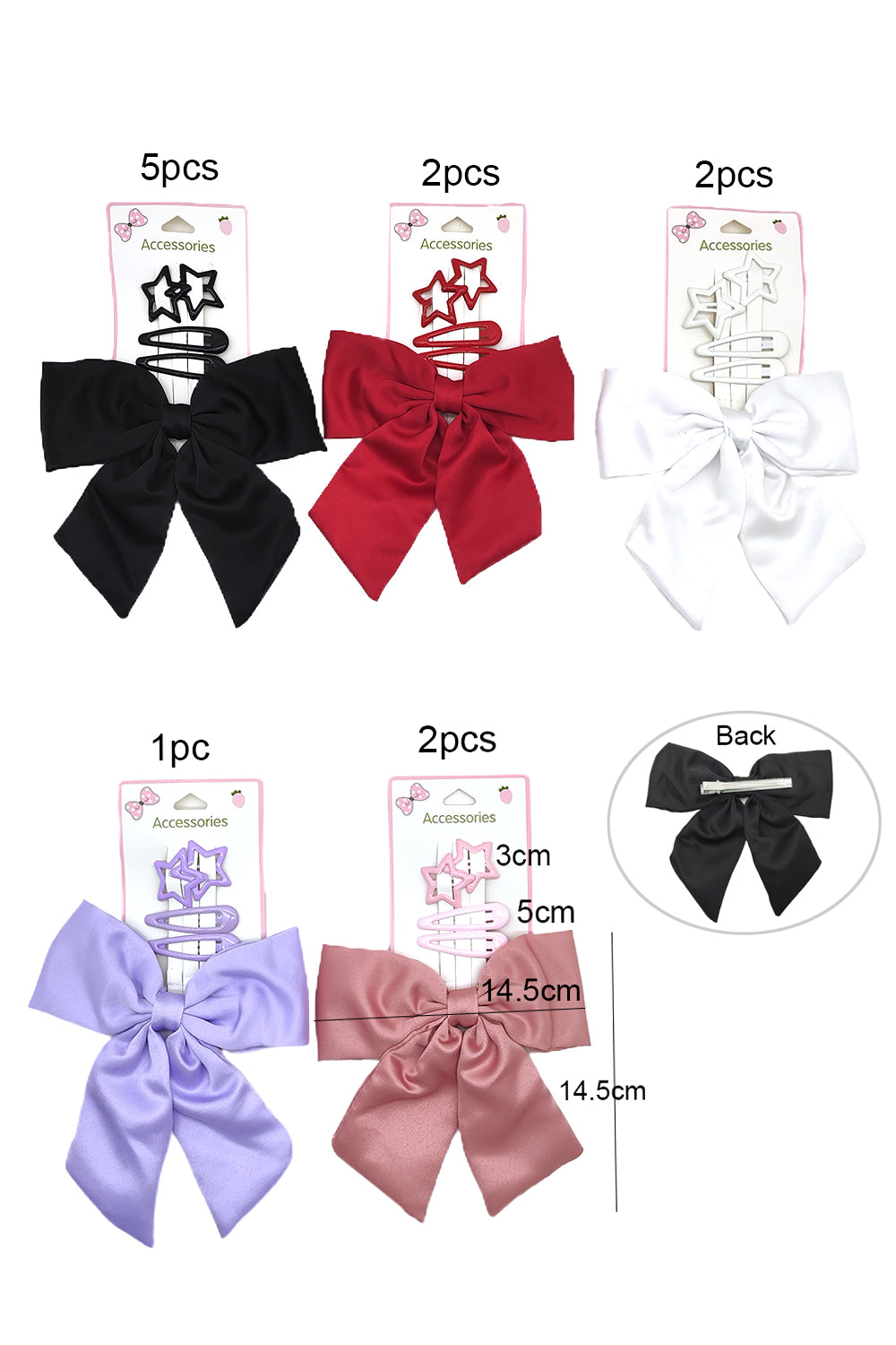 Bow Design Hair Barrette & Snap Clips