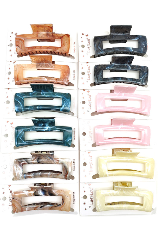 Rectangle Marble Hair Claw Clip