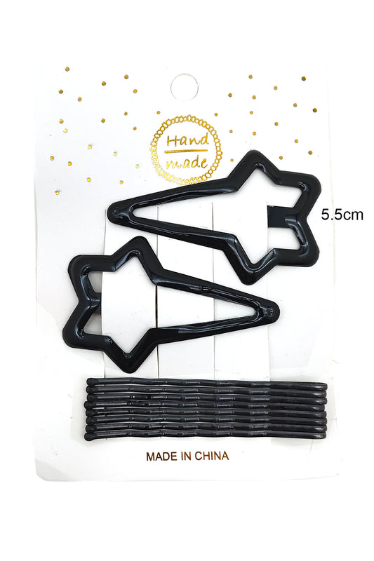 All Black Bobby Pins & Star Snap Pins