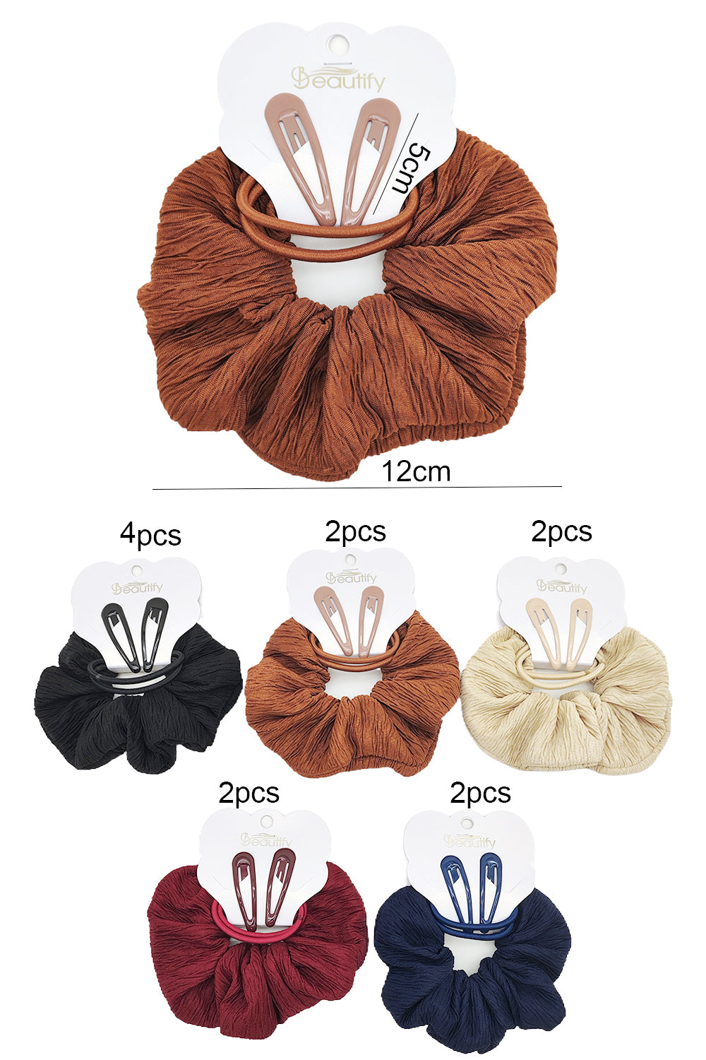 5-piece Scrunchie & Hair Snap Pins Set