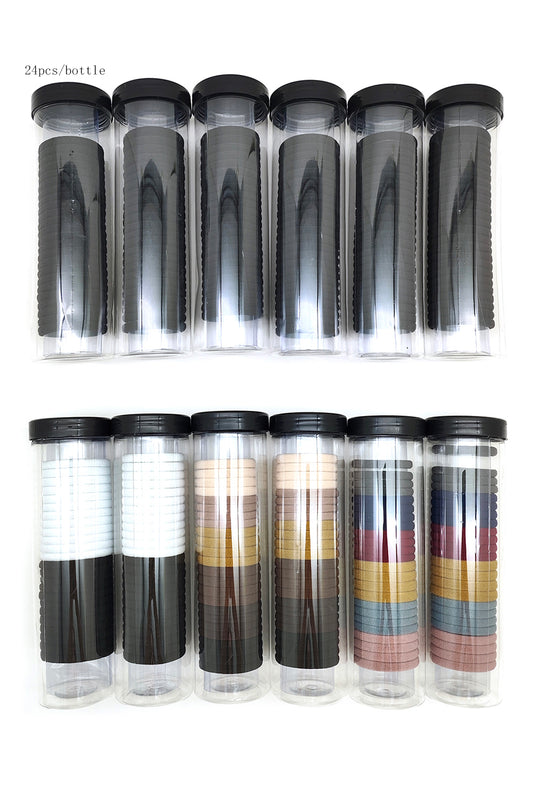24-piece Multi-Color Hair Ties Tube