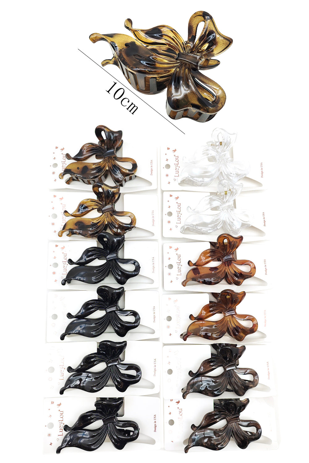 Tortoise Bow Design Hair Claw Clips