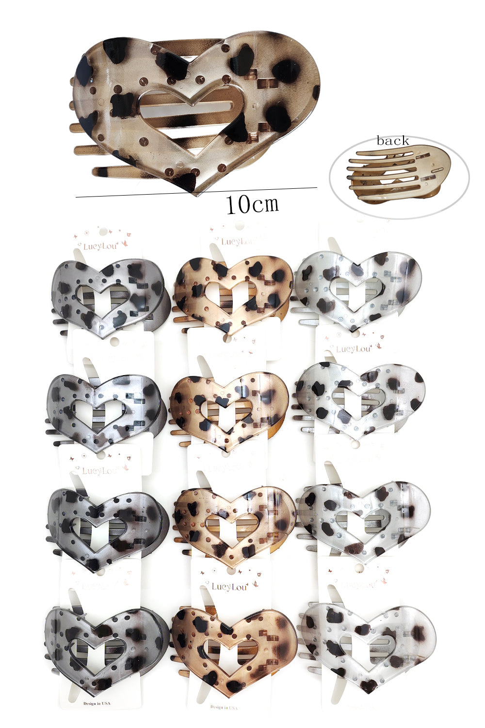 Tortoise Heart Barrette Hair Clips
