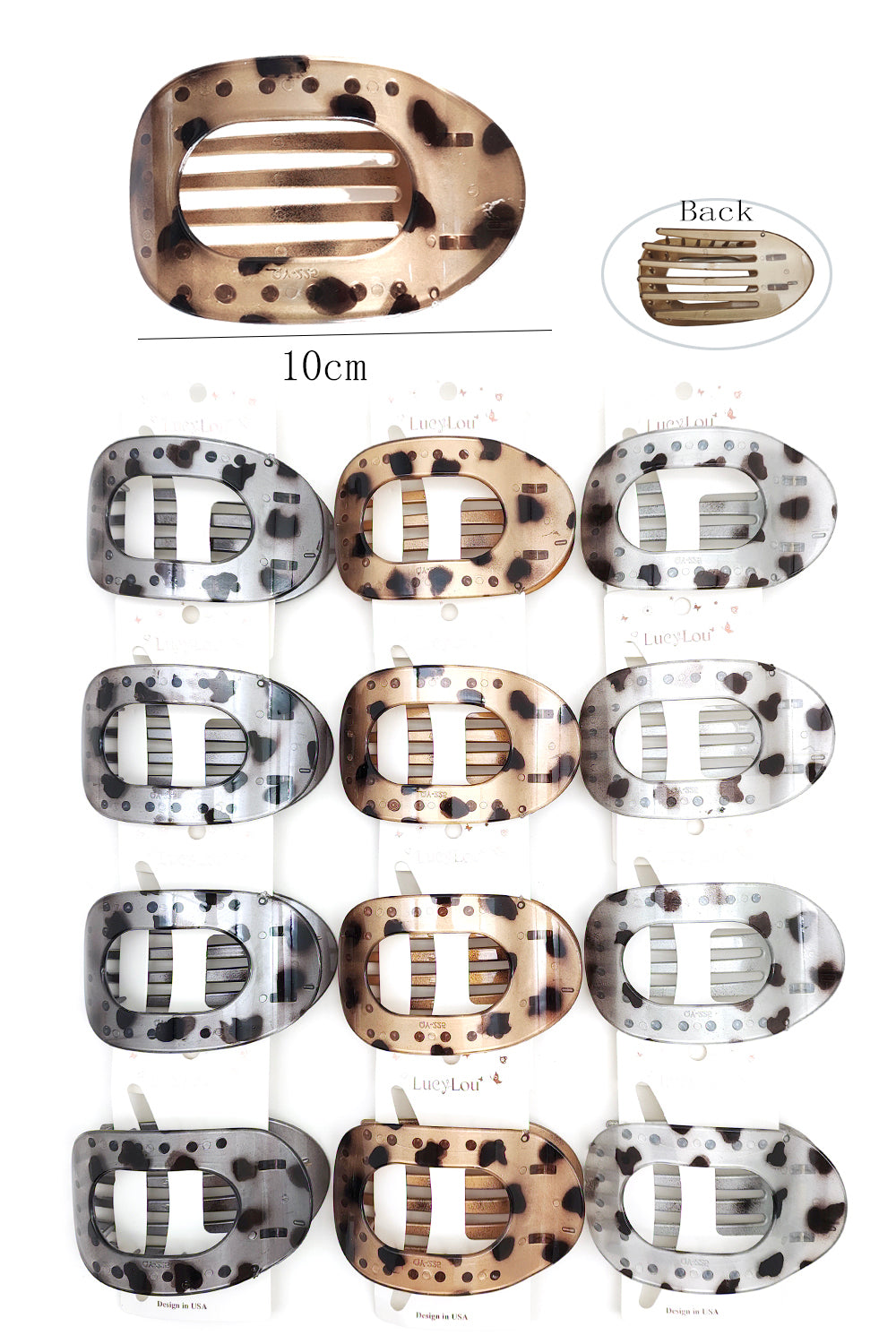 Tortoise Oval Hair Barrette Clips