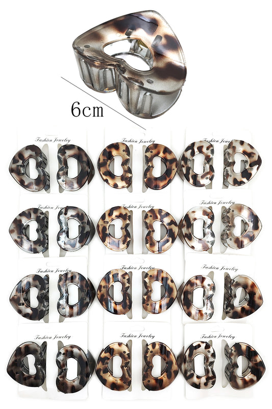 Tortoise Heart Shape Hair Claw Clips