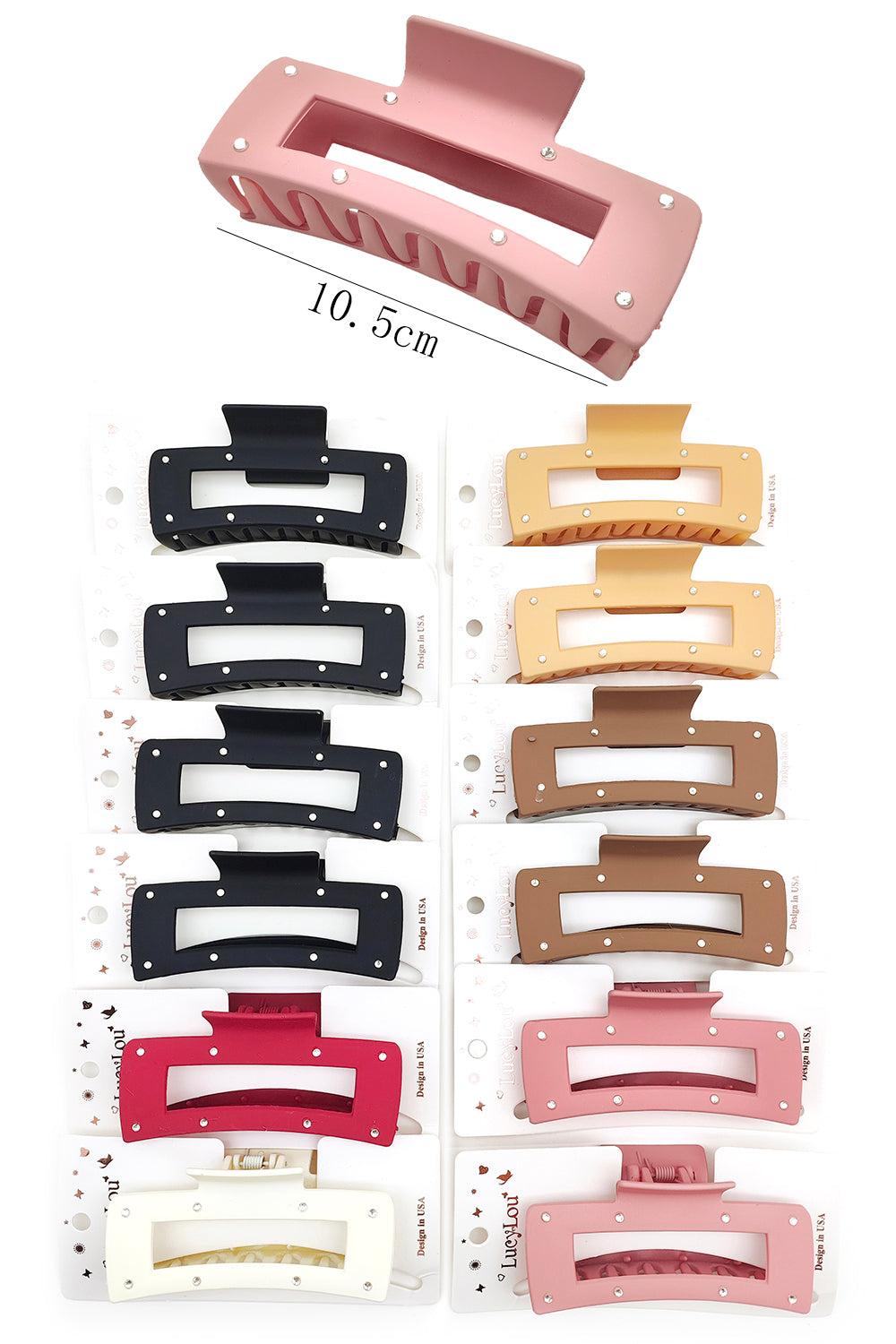 Stone Design Rectangular Hair Claw Clip