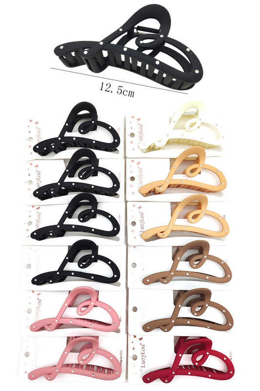 Stone Design Heart Shape Hair Claw Clip