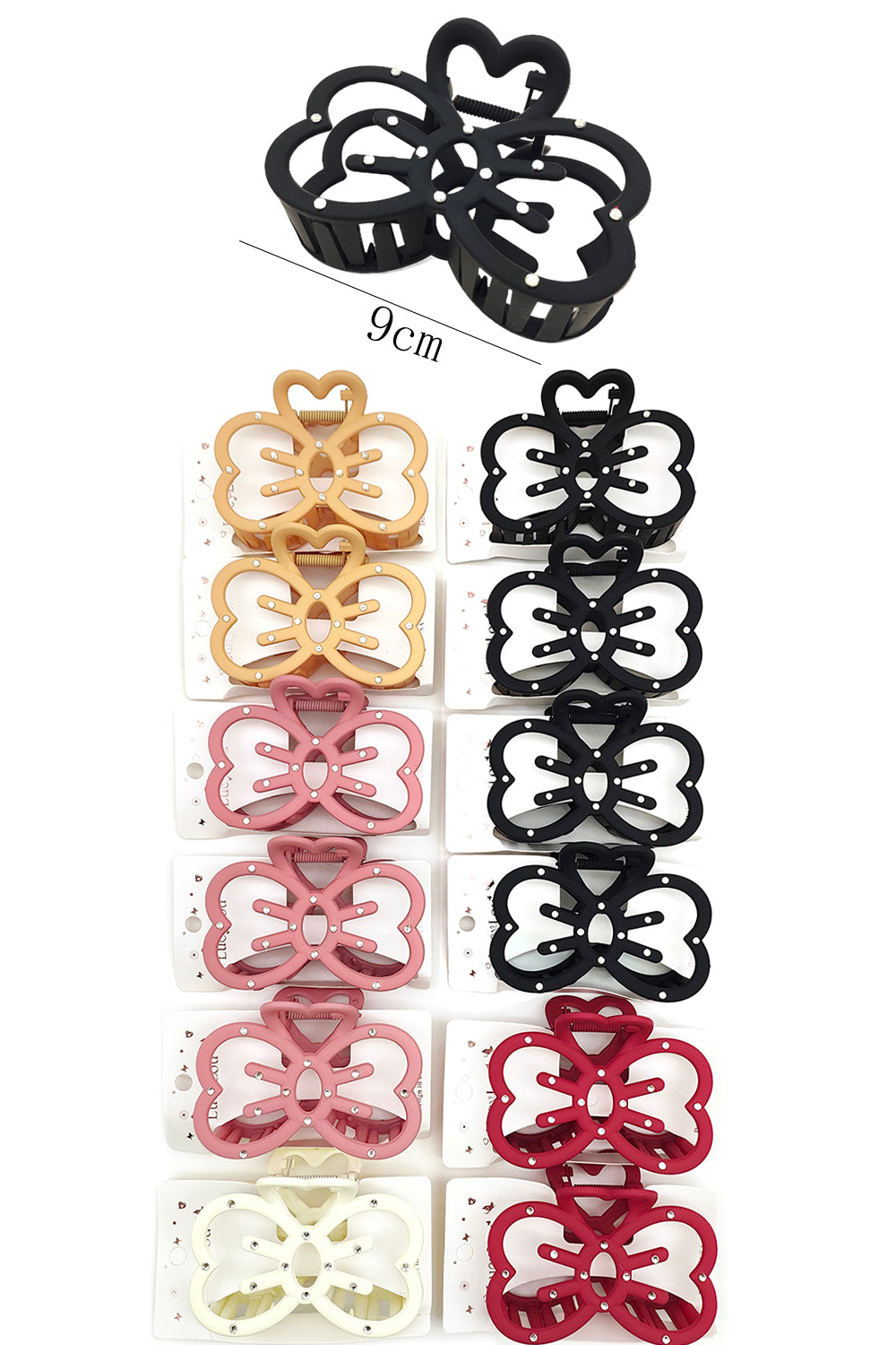 Stone Design Bow Shape Hair Claw Clip
