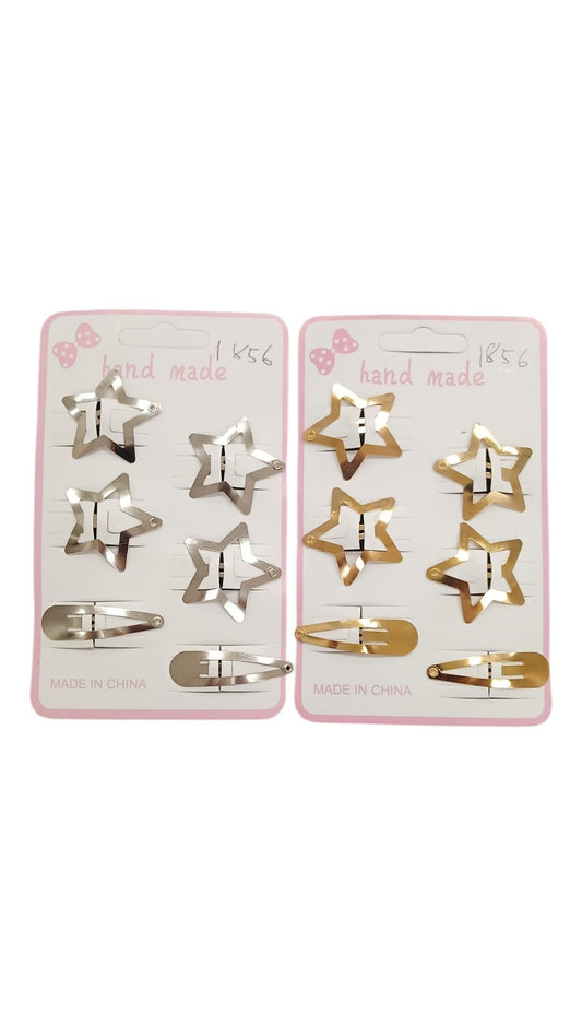 Gold & Silver Star Snap Hair Clips