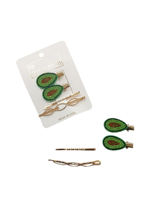 Rhinestones Avocado Design Hair Clip
