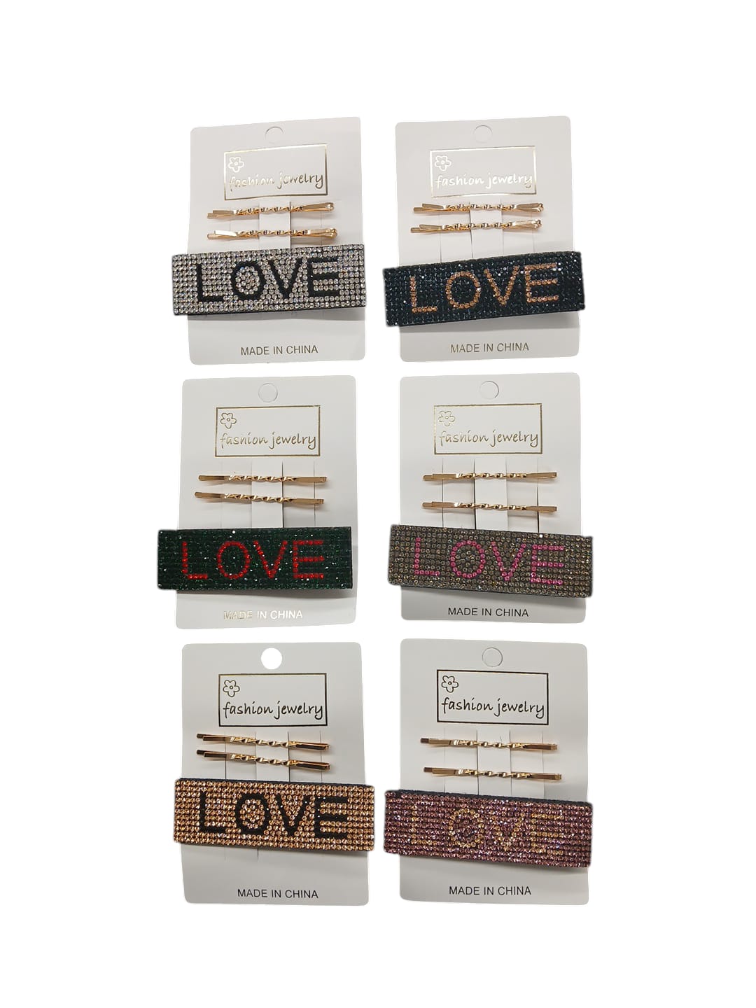 Rhinestone Love Design Hair Clips