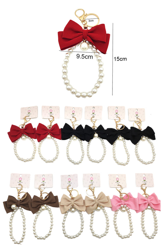 Bow Pearl Wristlet Keychain