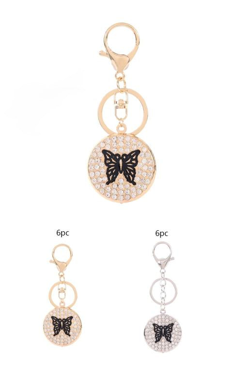 Gold & Silver Rhinestone Butterfly Key Chain