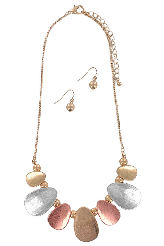 Multi Tone Metal Necklace Set