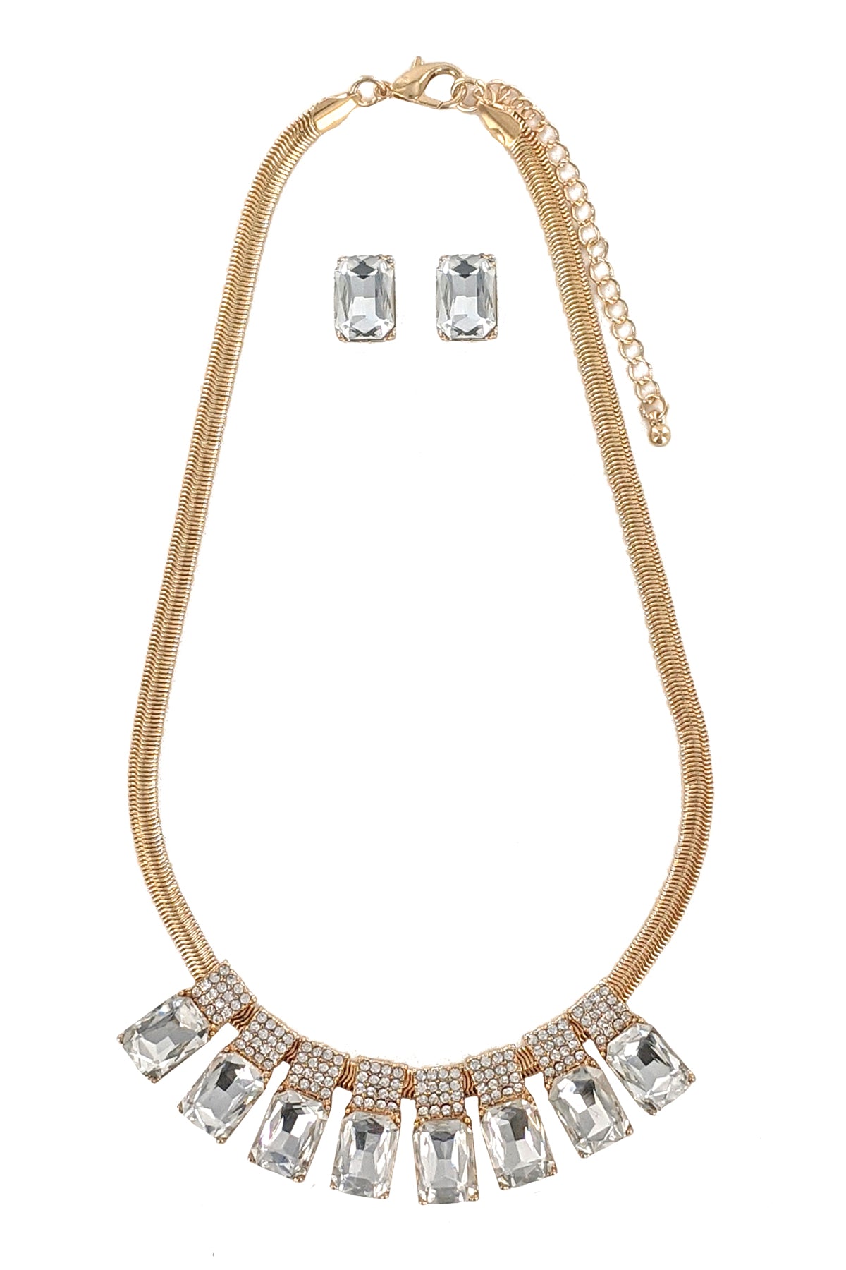 Gold Rhinestone Necklace Set