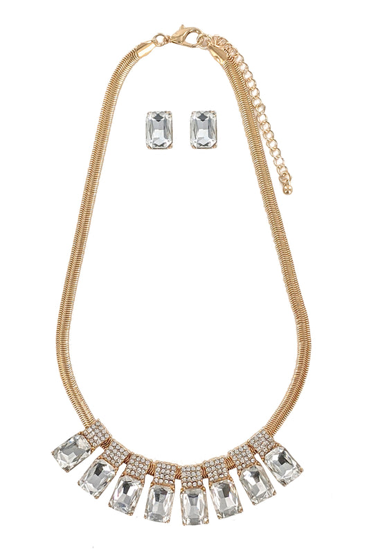 Gold Rhinestone Necklace Set