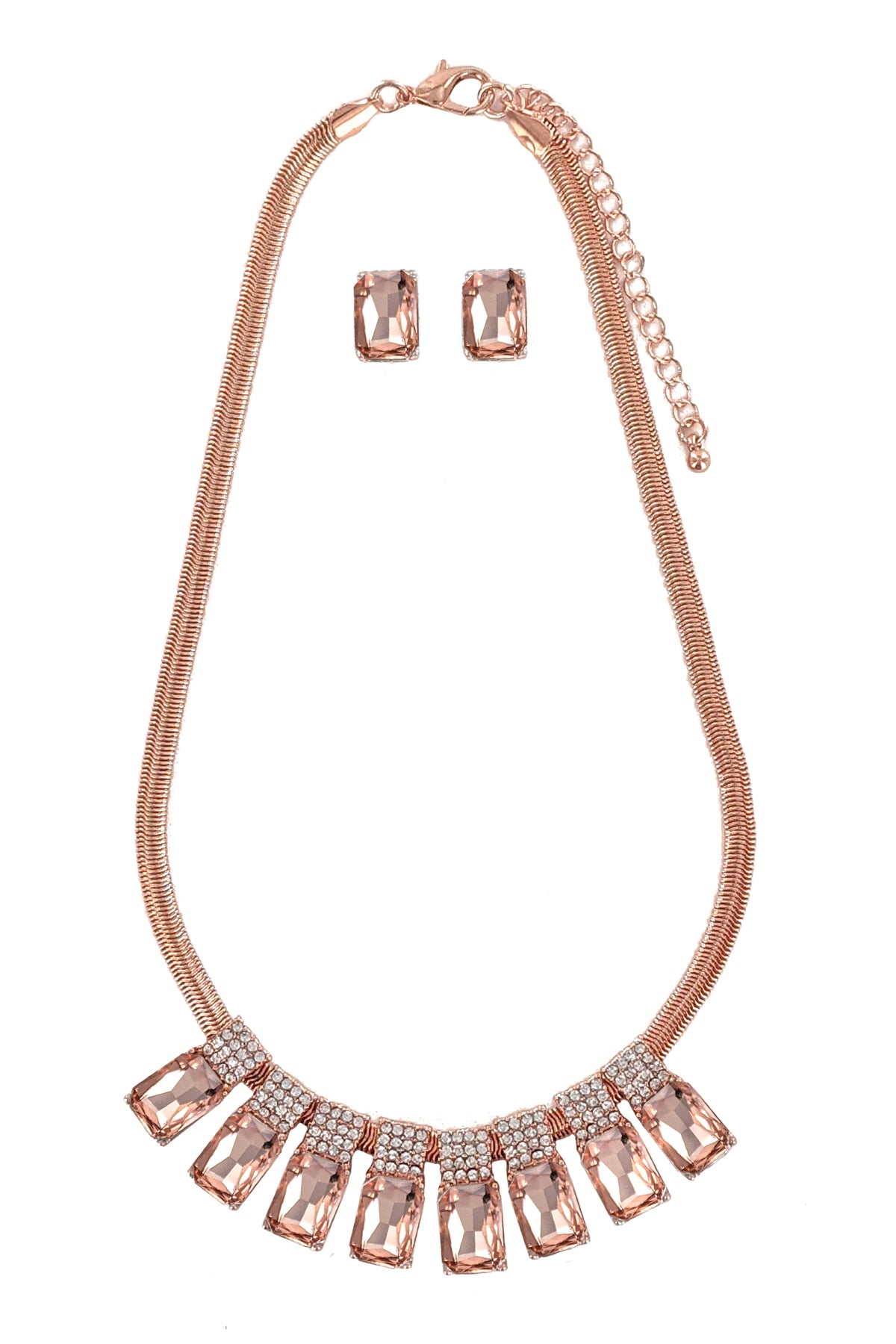 Rose-Gold Rhinestone Necklace Set