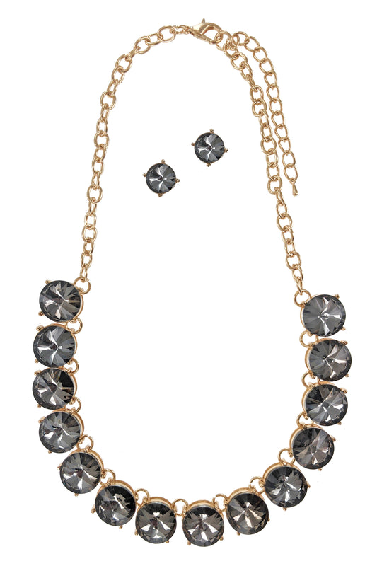 Black Stones Statement Necklace