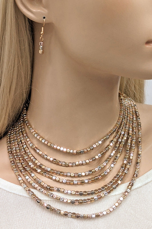 Multi-Layered Beaded Necklace Set