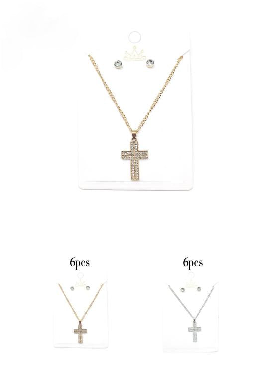 Rhinestone Cross Pendant Necklace