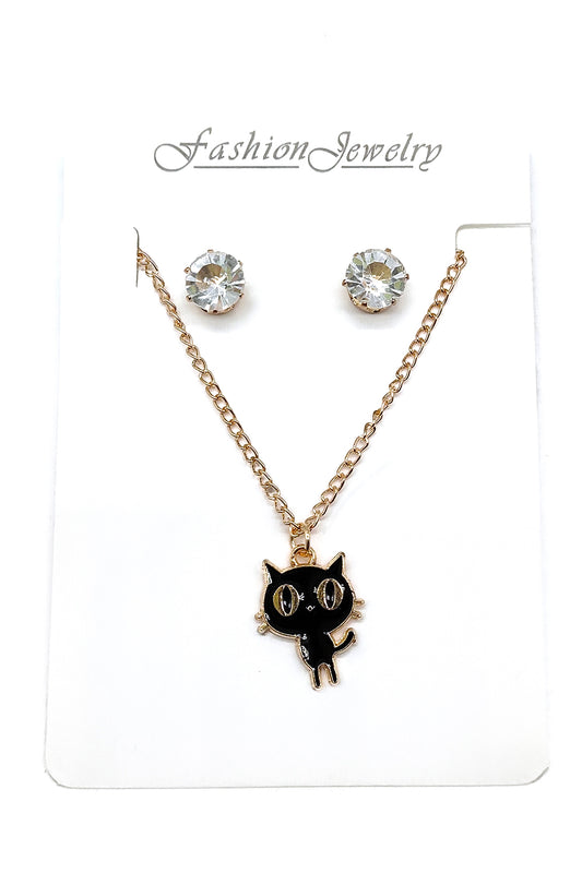 Cat Design Necklace Set